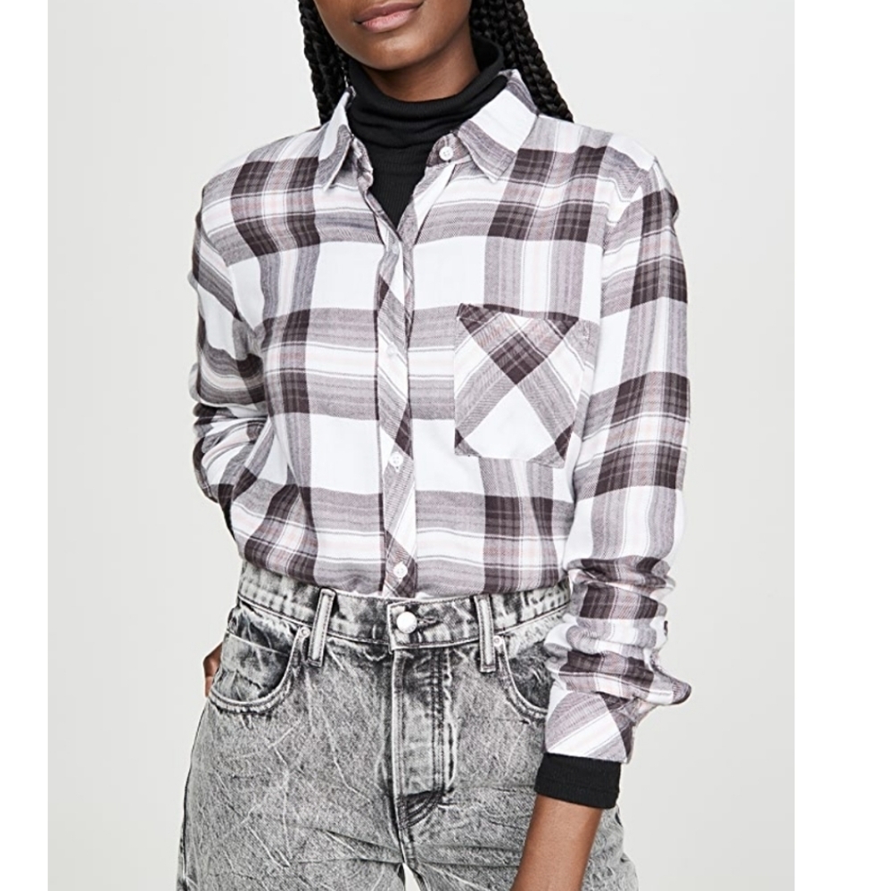 Rails Hunter White Grey Peach Button Up Xs - image 1